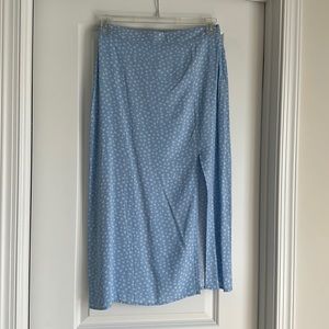 PacSun Baby Blue Daisy Print Midi Skirt, S